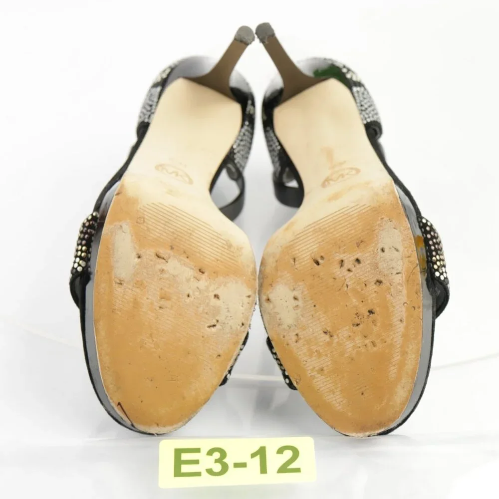 Michael Kors Womens Sienna Sandals Size 6.5 Black Suede Studded Ankle Strap Heel - Picture 9 of 15